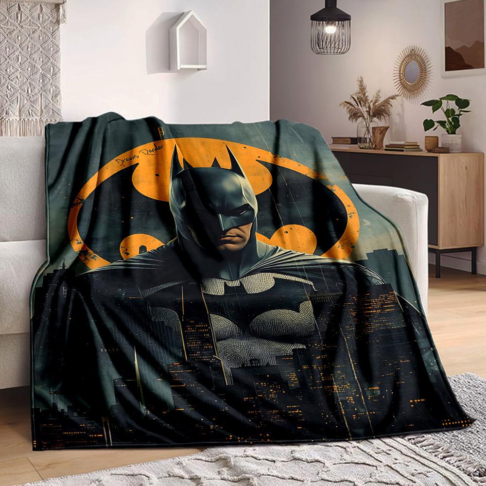 1pc Batman Cityscape Flannel Throw Blanket - HD Printed Lightweight Soft Warm All-Season Blanket for Sofa, Bed, Travel, Camping 073