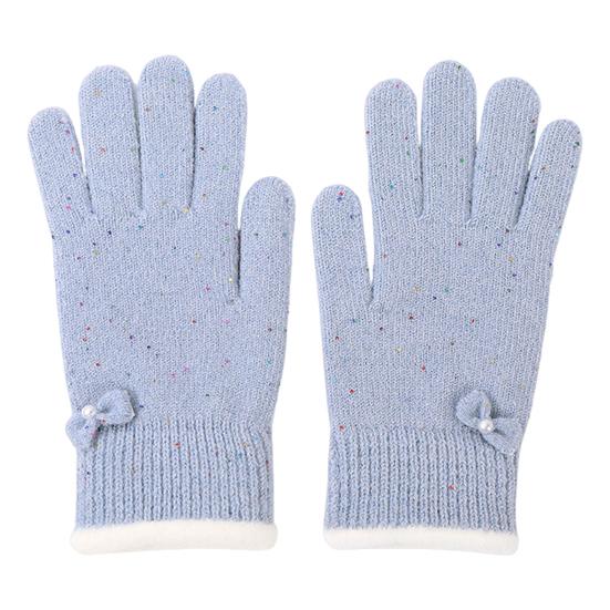 Women Winter Gloves Warm Touch Screen Gloves with Bow-Tie Sequins Knitted Thickened Gloves for Daily Outings Dating Party