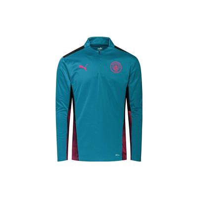 Mufc Manchester City Football Club Logo Print Half-Zip Pullover Long Sleeve T-Shirt Men Tops Blue 764574-15