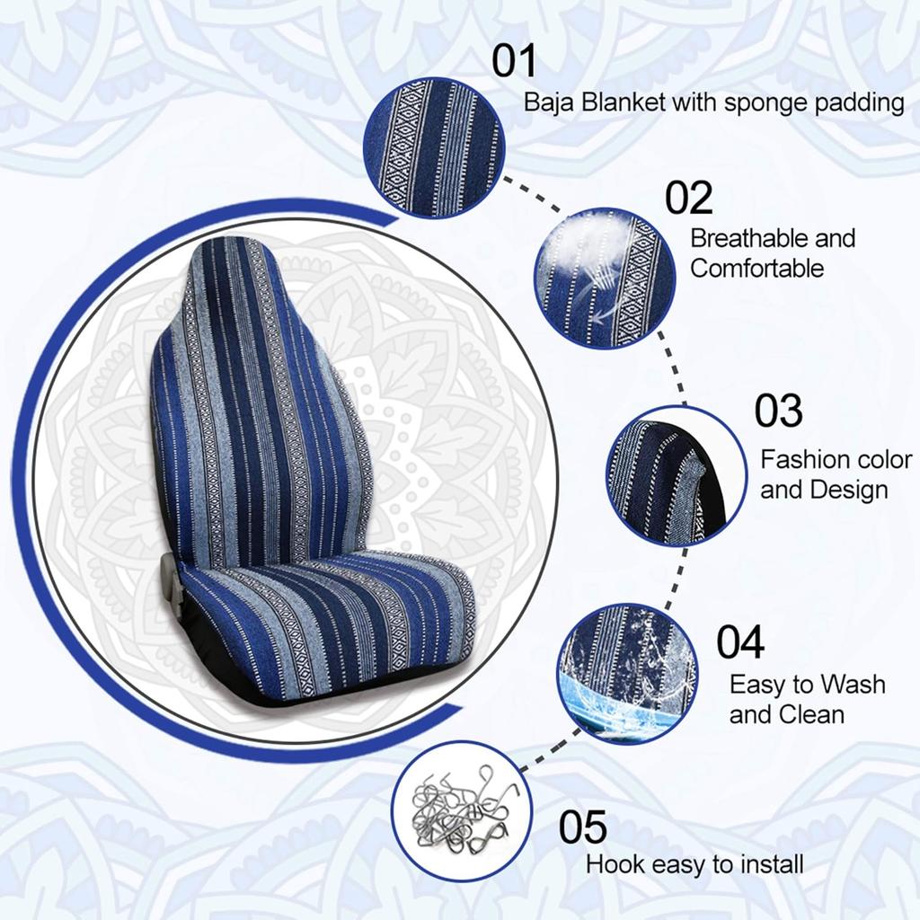 uxcell Universal Baja Seat Cover Universal Durable Bucket Seat Cover for Car SUV Automotive Navy Blue