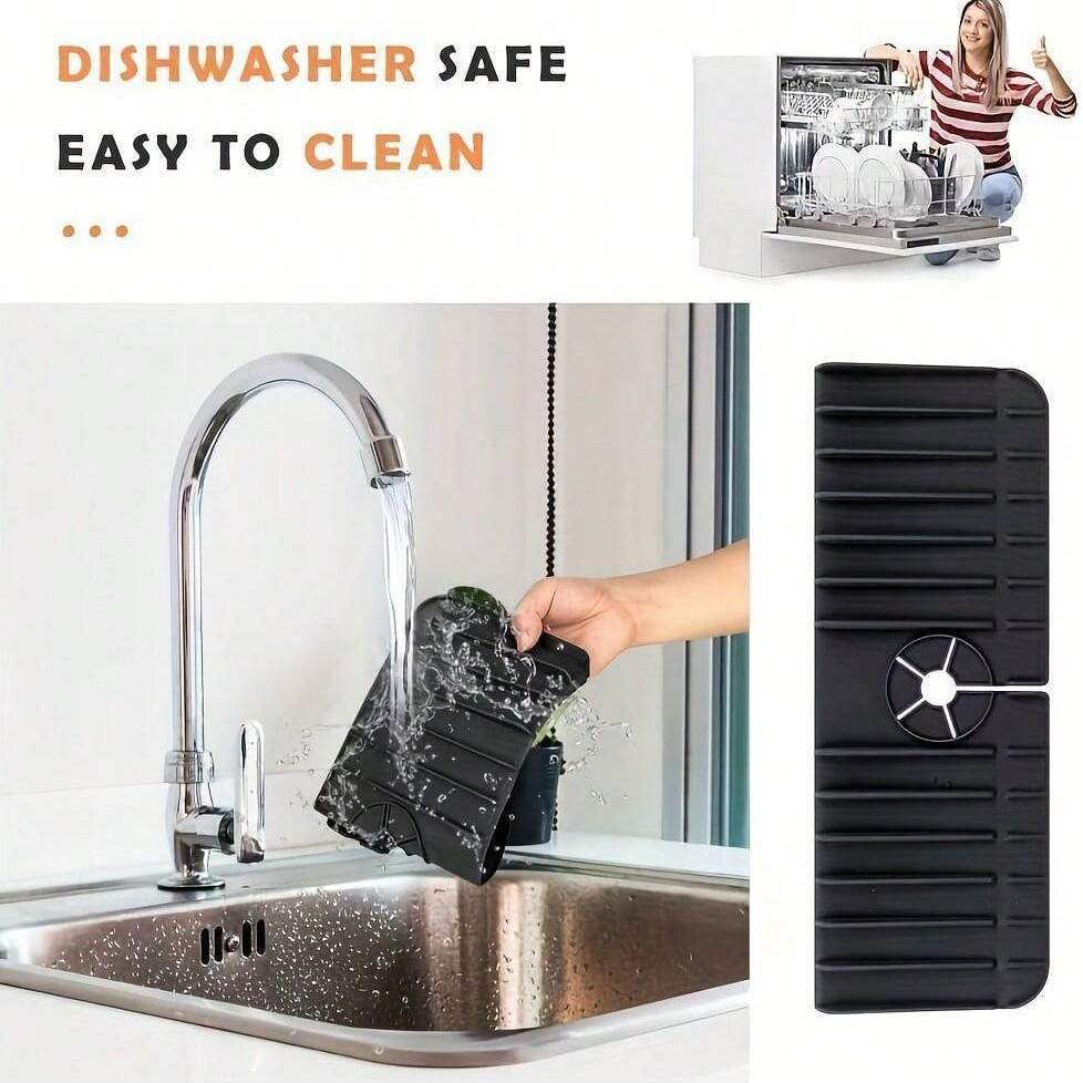 Silicone Faucet Drip Pad & Splash-Proof Sink Mat for Kitchen/Bathroom