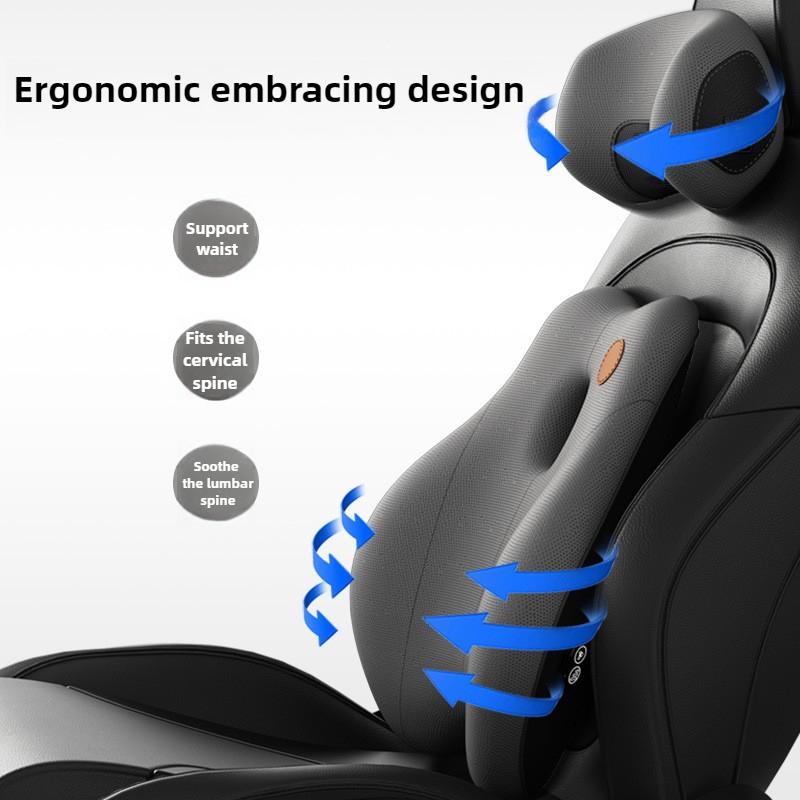 Hot Sale Car Seat Accessory with Memory Foam Lumbar Cervical Neck Pillow Vibration Massage Cushion Backrest Type Support Cushion