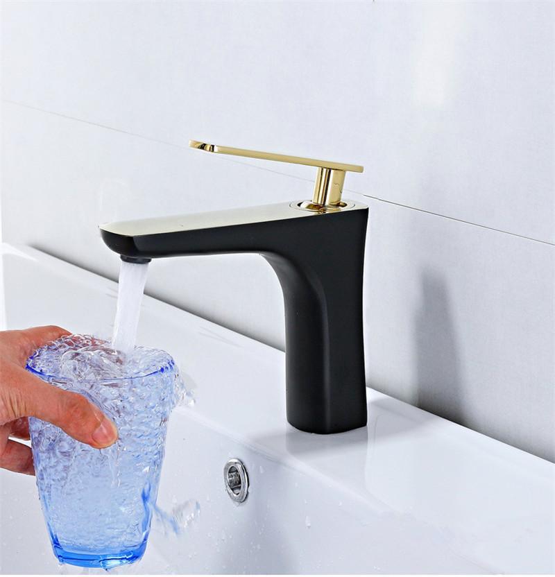 Brushed Gold Bathroom Faucet Antique Basin Faucet Water Basin Mixer Tap Hot & Cold Brass Lavotory Faucet Sink Water Crane Mixer