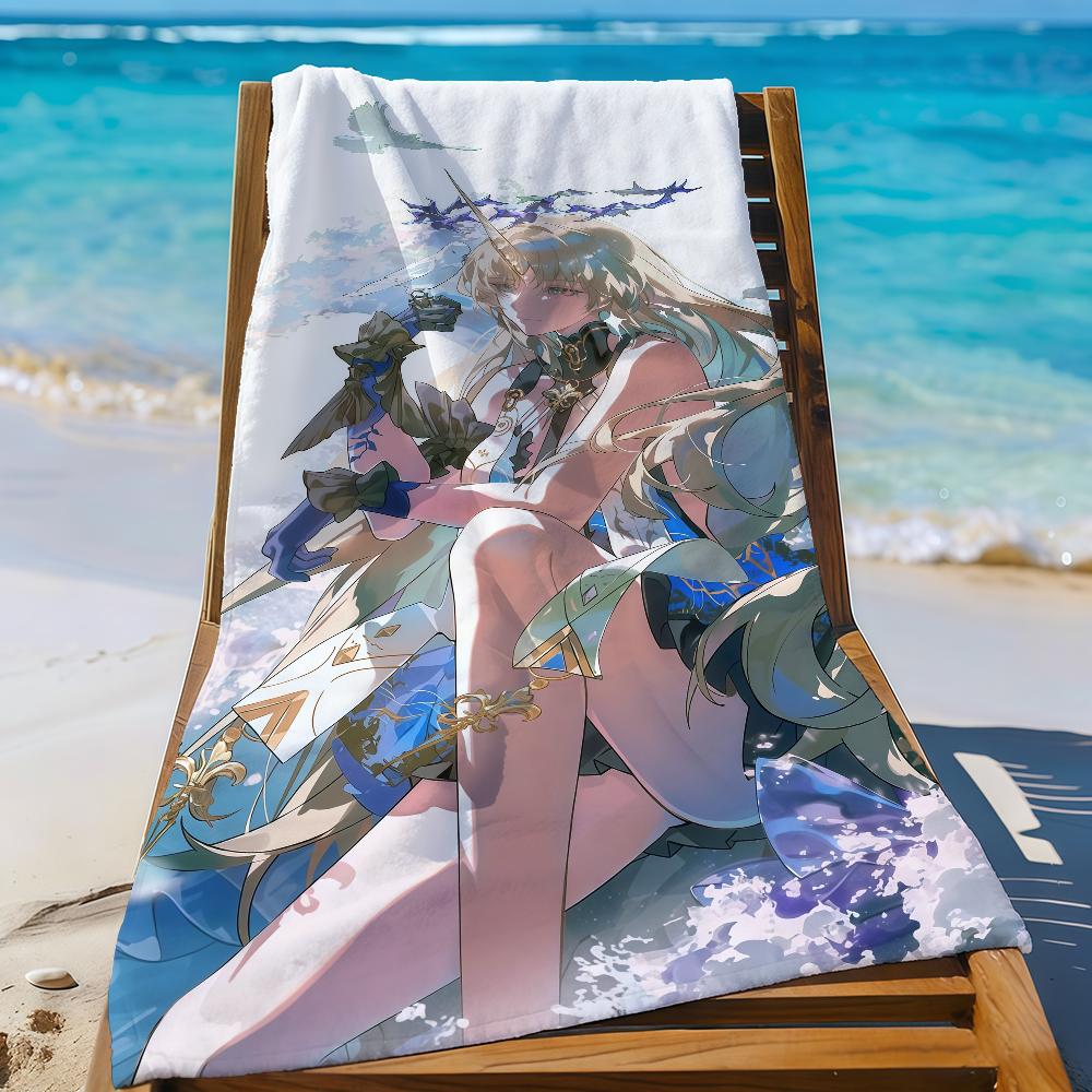 Fleurdelys Cartethyia Wuthering Waves Towel Sports Quick Dry Travel Camping Gear Sandproof Soft Light Large Beach Towel
