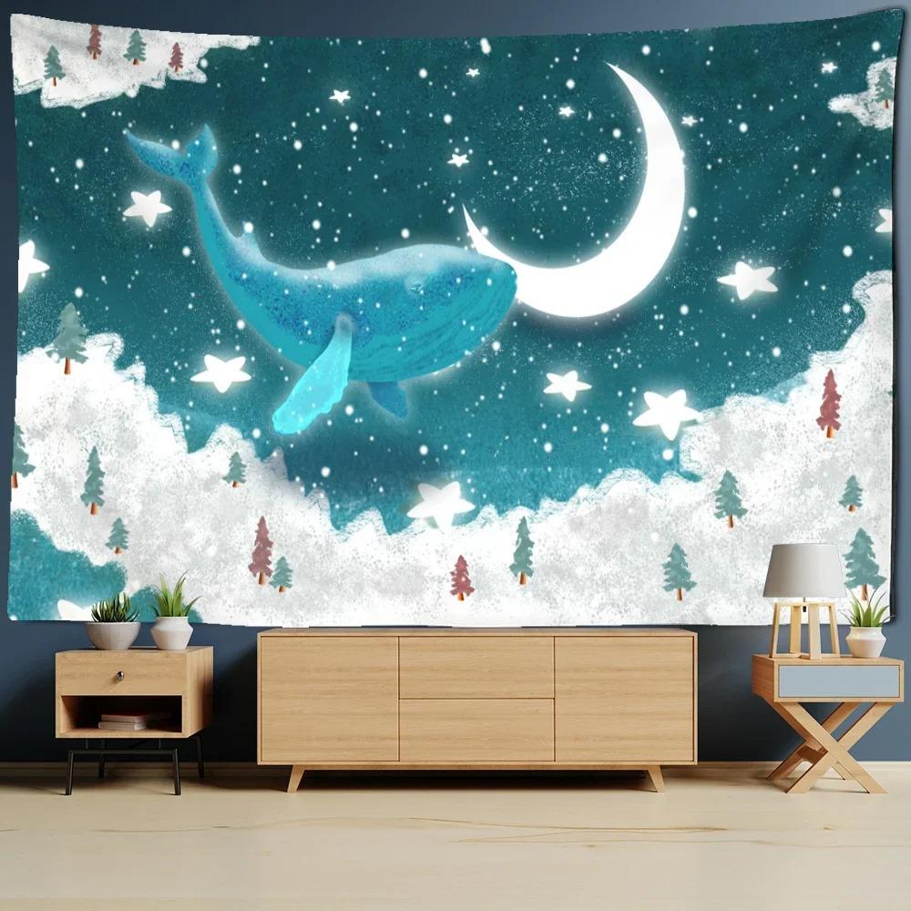 Cartoon Whale Comic Decorative Tapestry Home Wall Living Room Office Decorative Tapestry