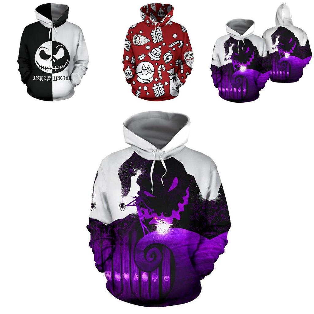 Nightmare Before Christmas Sally And Jack Skellington 3d Hoodie Sweatshirt In Various Sizes