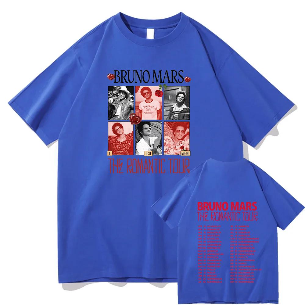 Bruno Mars The Romantic Tour2026 Pop Music Tour Graphic Printing T-shirt Cotton Hip Hop Gothic Streetwear Graphic Printing Tops