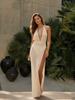 Women's Sexy Knitted Mesh Cut Out Swimwear Cover Up 2025 Summer Chic Backless Lace-up Split Bodycon Beach Maxi Dress Outfit A2889