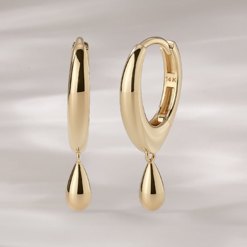 

JEWNEL 14K Daily Mini Water Drop One-Touch Ring Earrings yellow gold