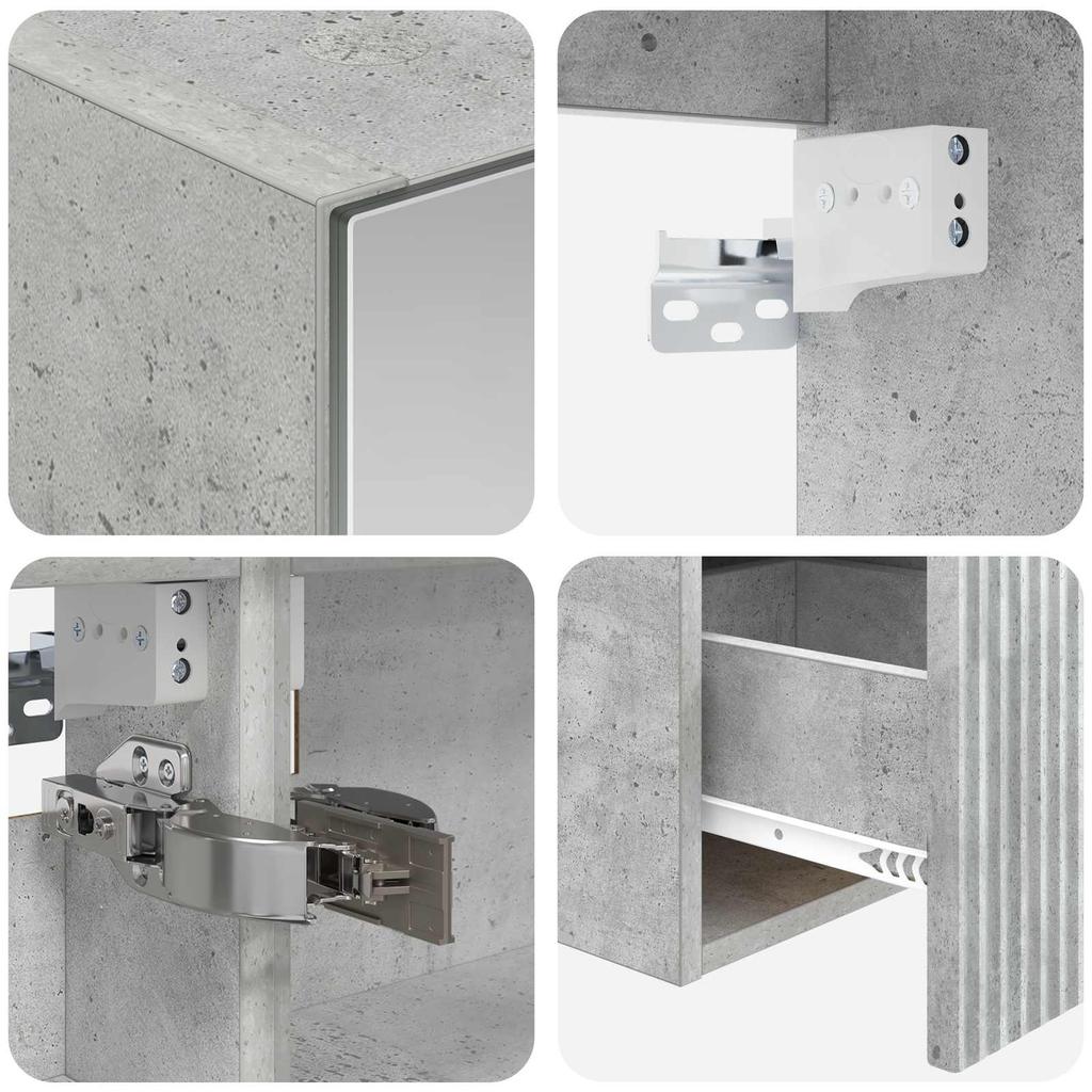 Bathroom Cabinet Set 5 Pcs Concrete Grey 50 X 14.5 X 70 Cm
