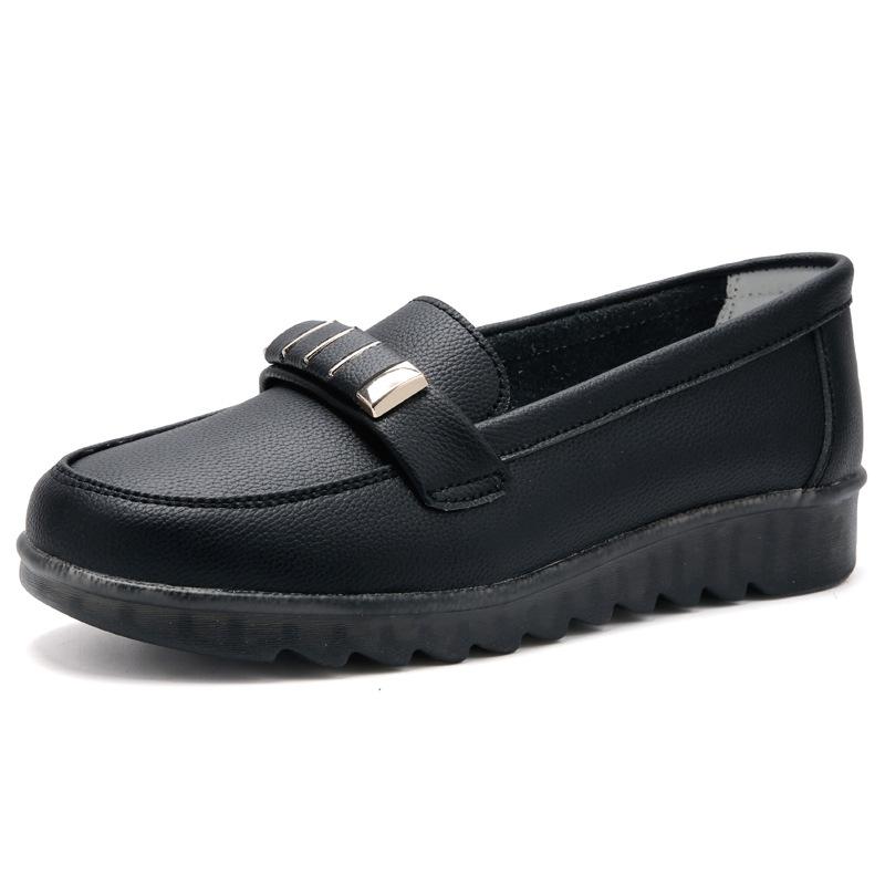 

Женская обувь из натуральной кожи на мягкой подошве, туфли-бобы, нескользящая плоская подошва, одинарные туфли, легкая и удобная обувь для мам среднего и пожилого возраста 40