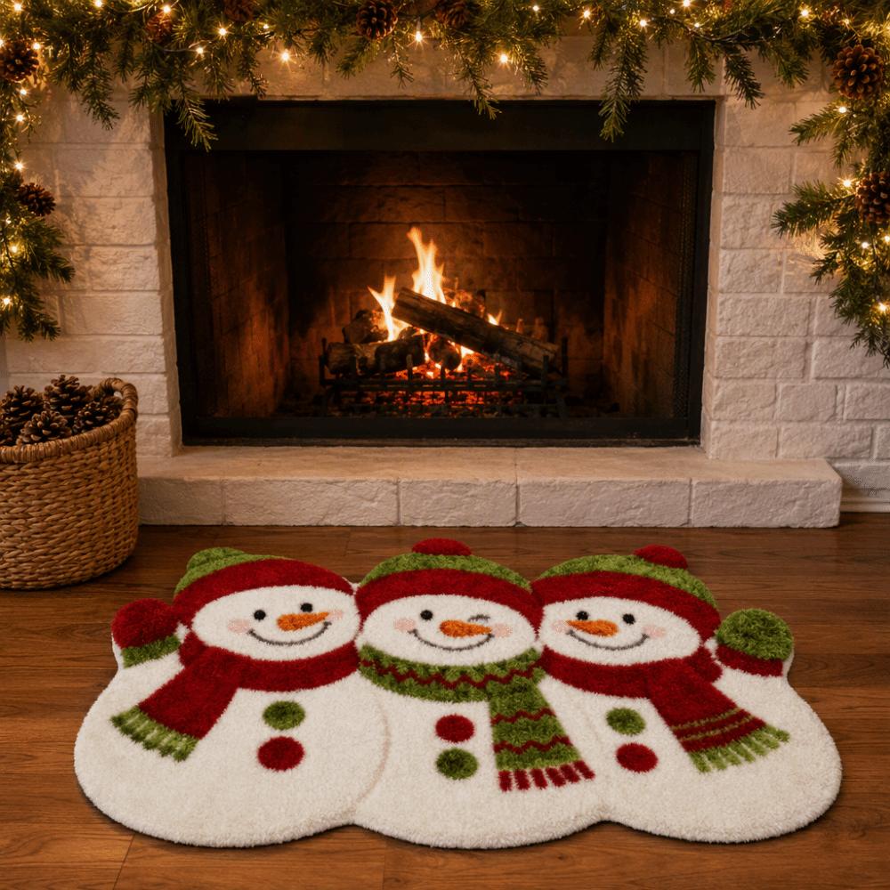 Non-Slip Christmas Rug Machine Washable Decorative Carpet Cute Xmas Floor Mat Bathroom