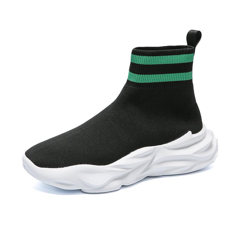 Men's Socks and Shoes Spring and Summer Mid-tube Fly-woven Breathable Sports and Leisure Shoes Lightweight Platform Mesh Shoes Versatile Trendy Shoes