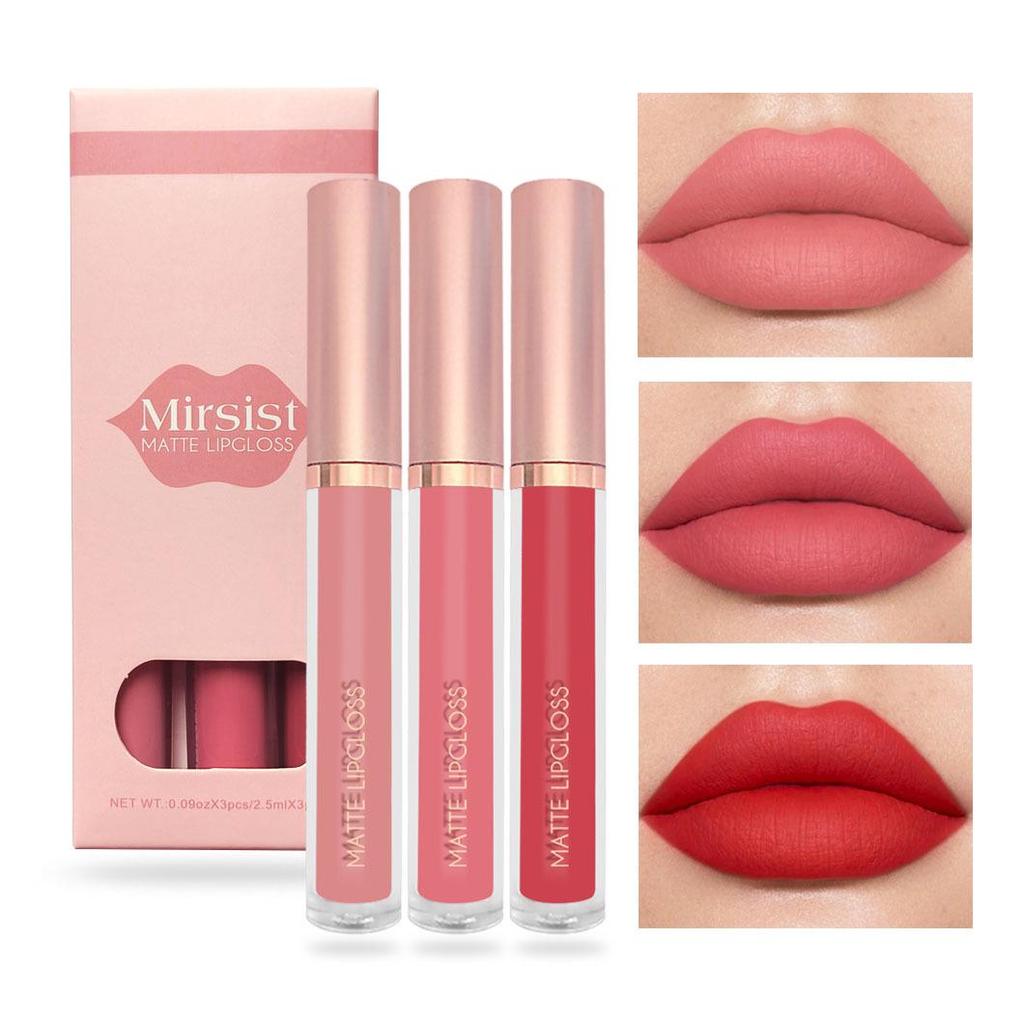 3-Piece Dynamic Watery Matte Lip Glaze Set - Long-lasting, Student-friendly Lipsticks