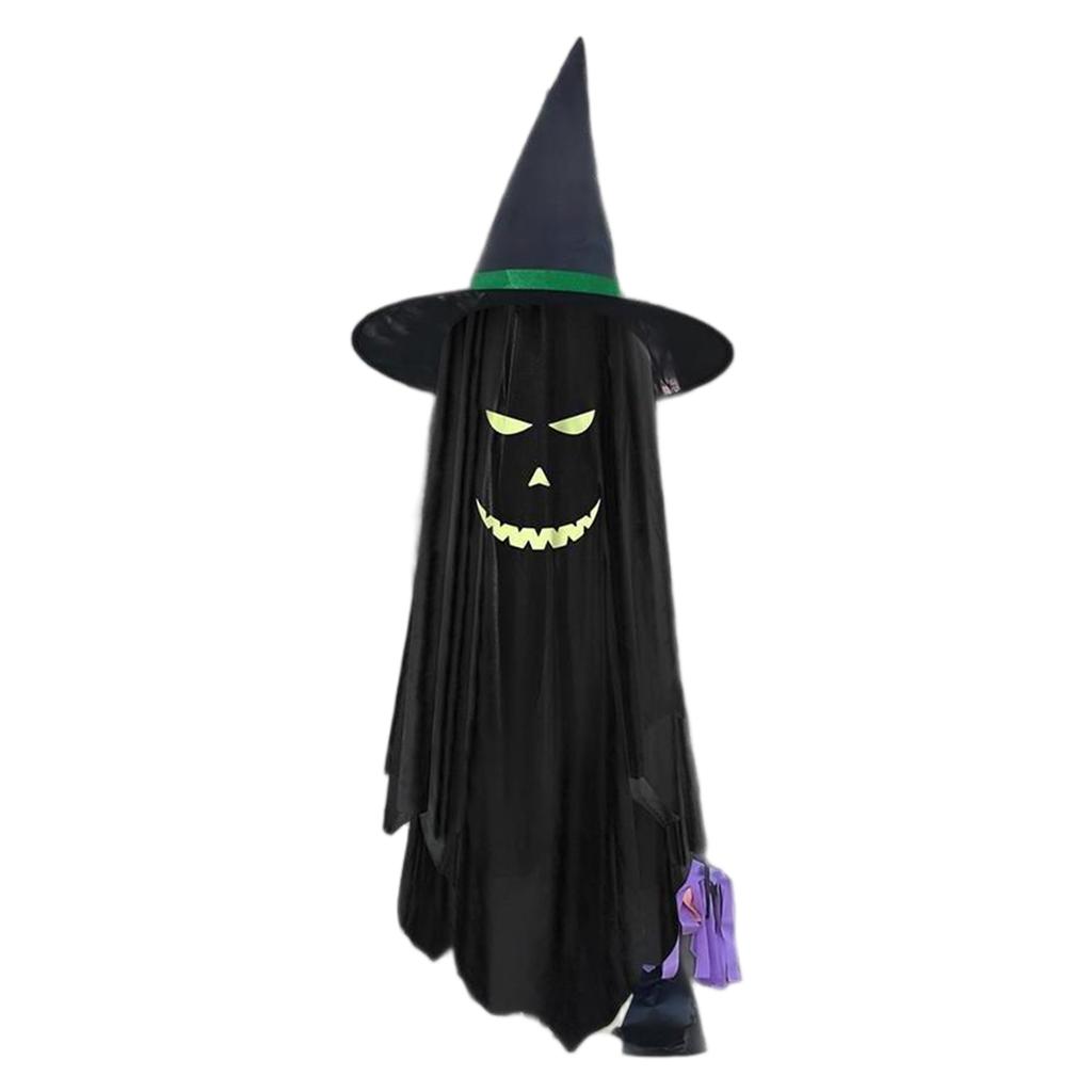 Halloween Hanging Ghost Decoration with Witch Hat Indoor Outdoor Hanging Prop for Party Haunted House Yard Display