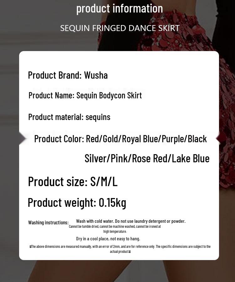 Sexy High Waist Sequined Dance Skirt