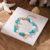 Bohemian Starfish Pendant Bracelet for Women Handmade Crushed Stone Beaded Bracelet Summer Beach Jewelry Travel Accessory Gift