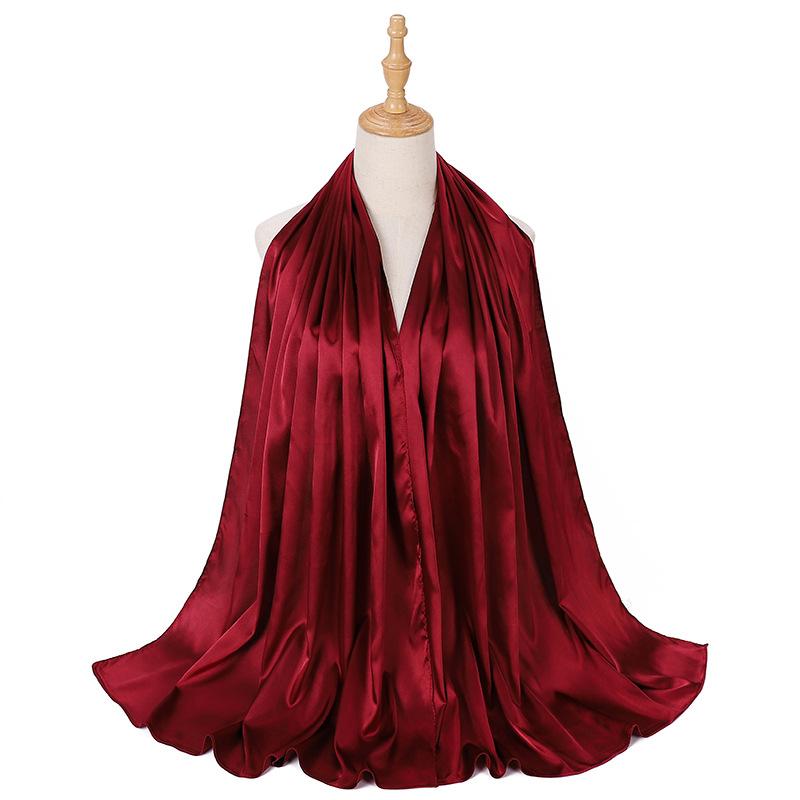 Luxury Satin Hijab Femme Solid Women Imitation Silk Beach Wrap Silk Scarf Shawls Bandana Muffler Scarves Bufandas Mujer Stoles