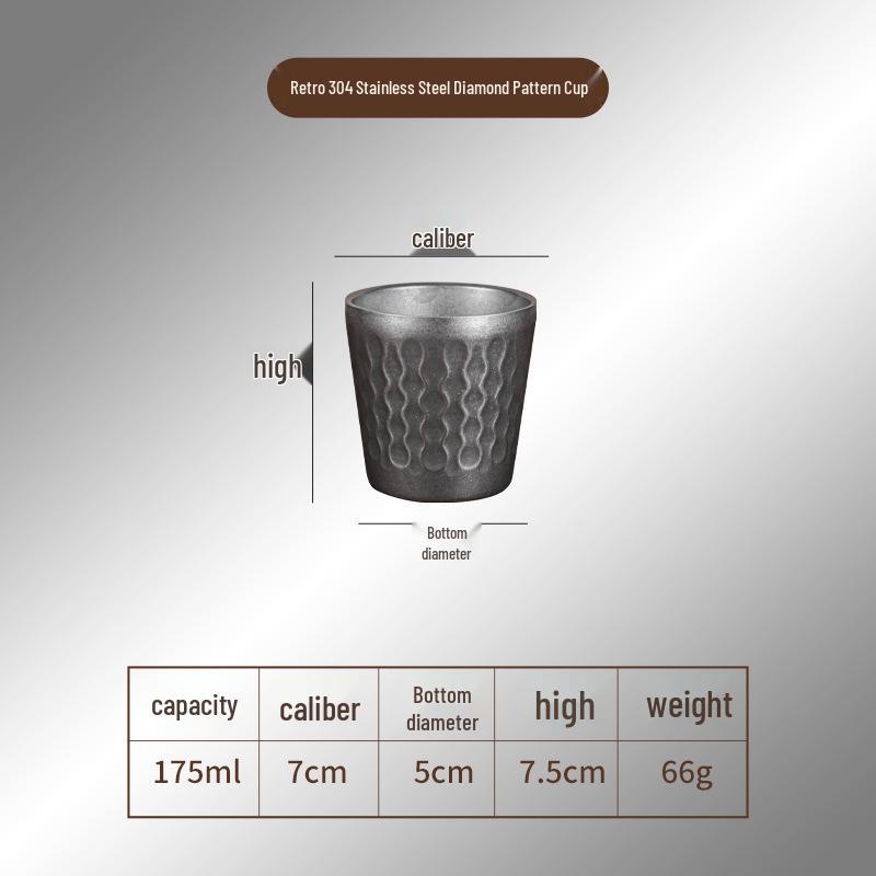 

Retro Double-Layer 304 Stainless Steel Cup - Anti-Scald for Tea, Beer, Juice