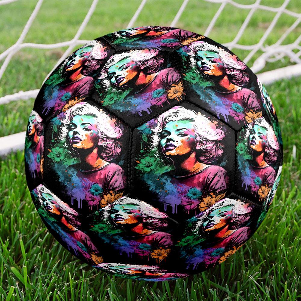 Marilyn Monroe Print Size 5 Soccer Ball, Standard Match Football for Sports Game and Team Practice, Ideal Gift for Soccer Fans