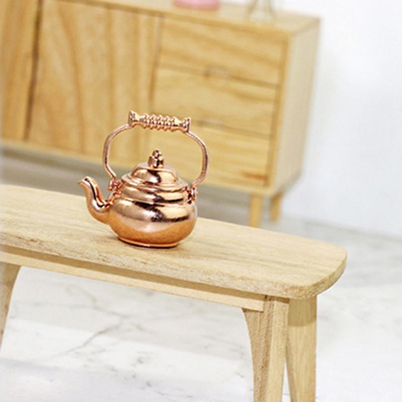 Miniature Food Scene Model 1:12/ 1:6 for Doll House Small Kitchen Accessory Mini Alloy Kettle Small Chic Mini Kettle Mod