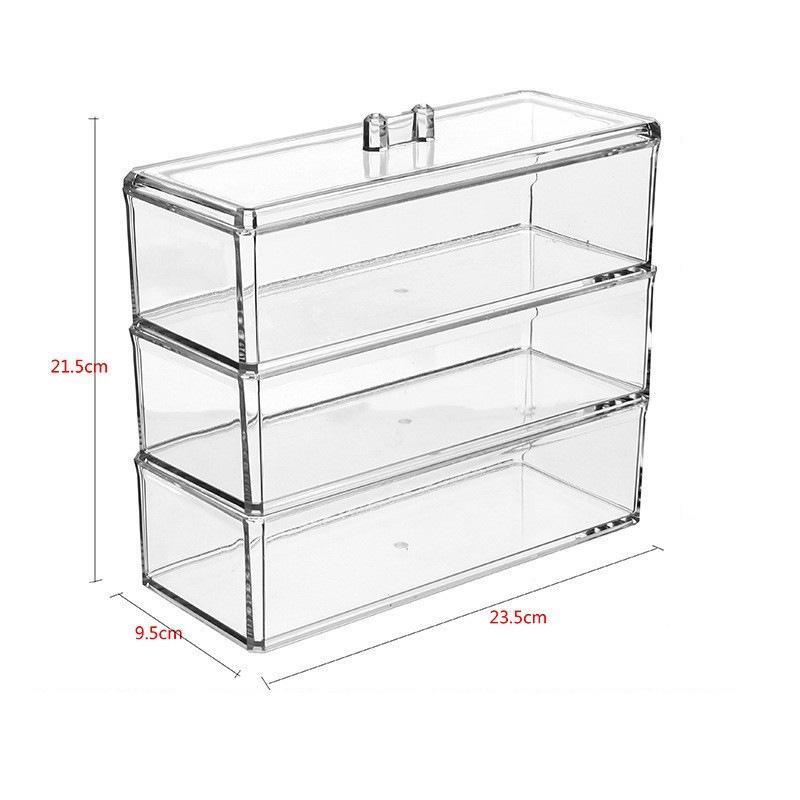 Acrylic Cotton Swab & Makeup Remover Storage Box with Lid - Transparent Square Organizer & Toothpick Holder