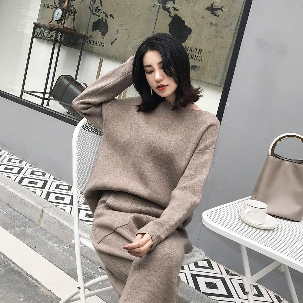 Dámské dvoudílné sady pletených svetrů Zimní tepláky Jaro Podzim Móda CHIC Mikiny Outwear Kalhoty Dámské