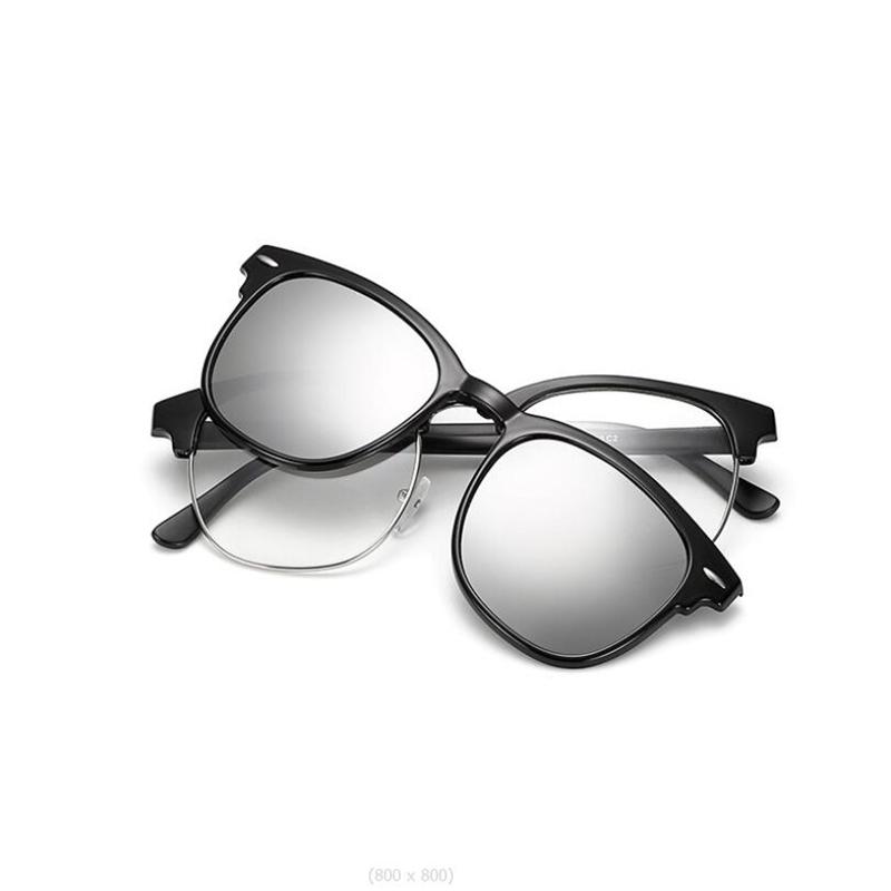 2 In 1 Magnet Clip Square Nearsighted Glasses Women Men 0 -0.5 -0.75 To -6.0  Farsighted Sunglasses Power +0.5 +0.75 To +4.0