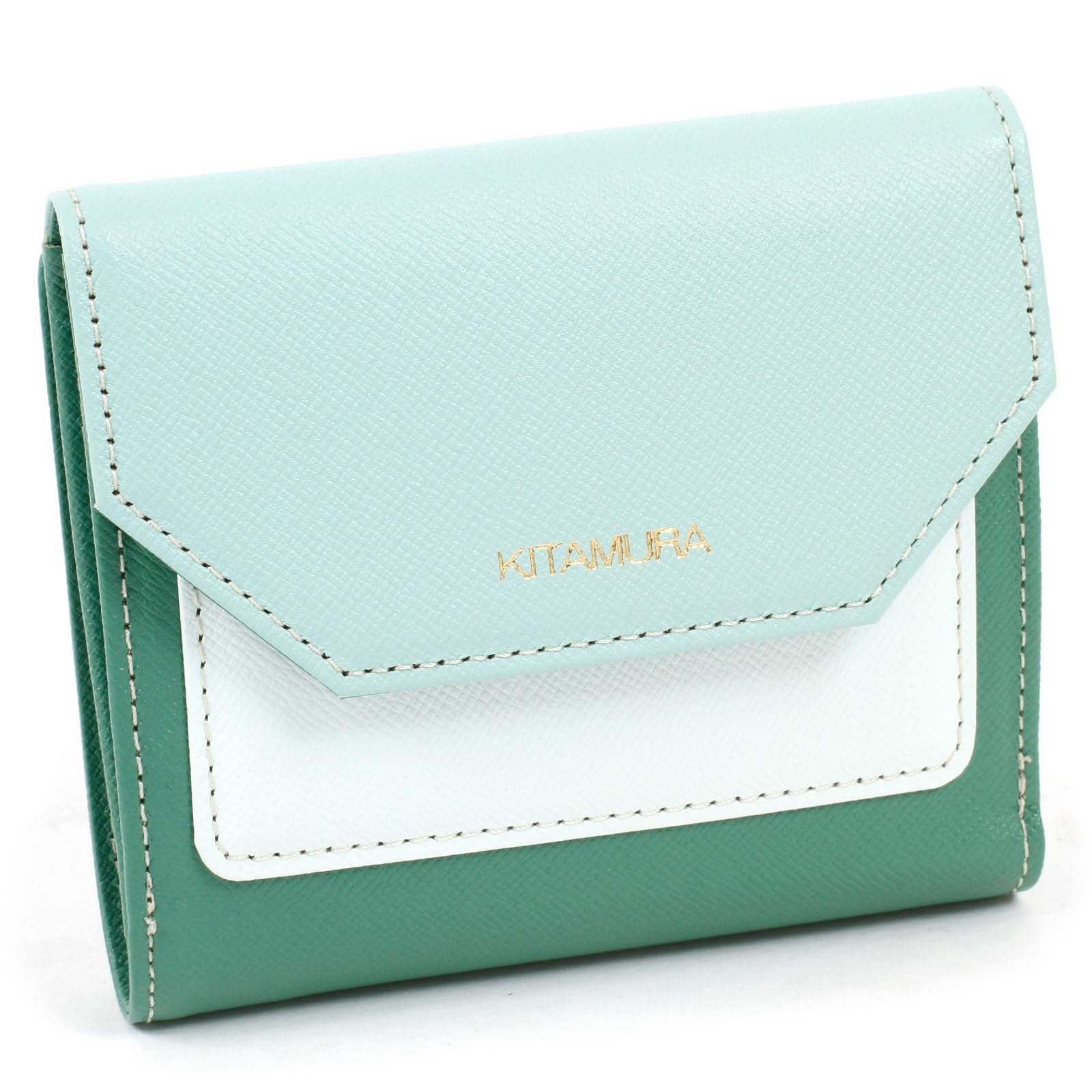 Kitamura PH0785 Трехцветный складной кошелек, Зеленый Свет Зеленый (зеленый) 30311