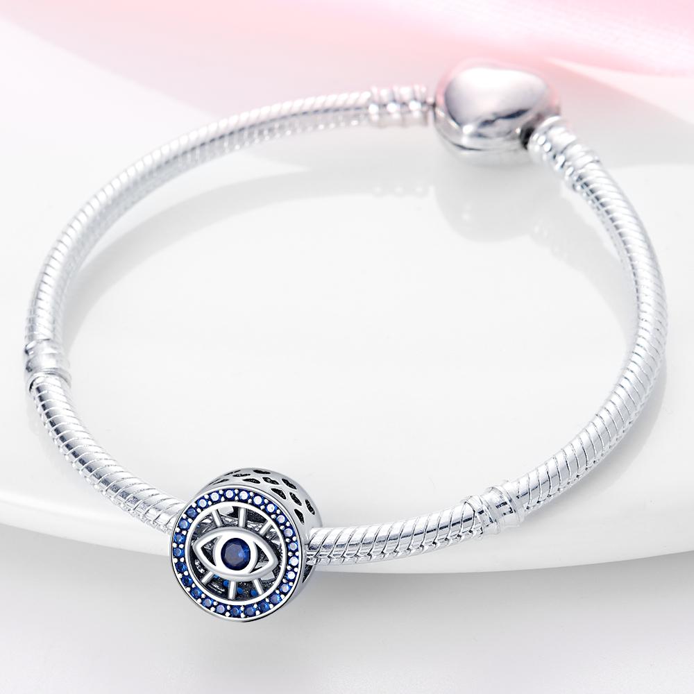 Original Charms Copper Plated Blue Demon'S Eye Beads Fit Bracelet Women Jewelry Making Diy Gift