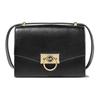 MK Hendrix Letter Logo Gold Buckle Solid Color French Minimalist Leather Crossbody Shoulder Bag Women Bags Black 32F0G1HC0L-001