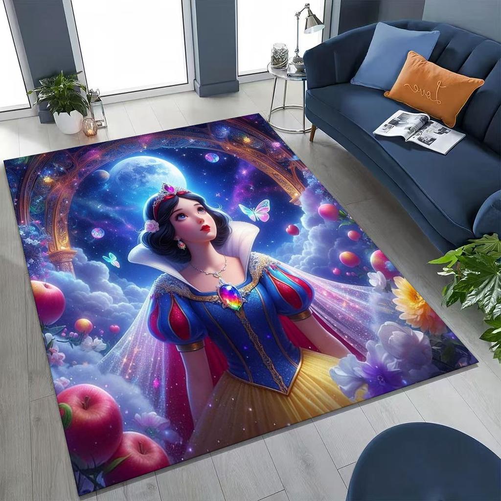 Snow White Princess Cartoon Fairy Tales Rug for Bedroom Living Room Sofa Home Doormat Decor, Large Kids Play Non-slip Floor Mat