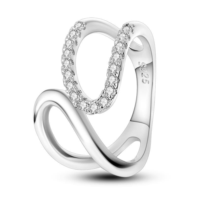 Finger Rings for Women 925 Silver Zircon Crystal Stackable Geometric Ring Wedding Jewelry Engagement Rings