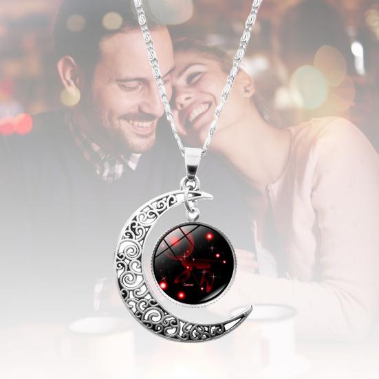 12 Constellation Half Moon Zodiac Sign Astrology Horoscope Pendant Necklace