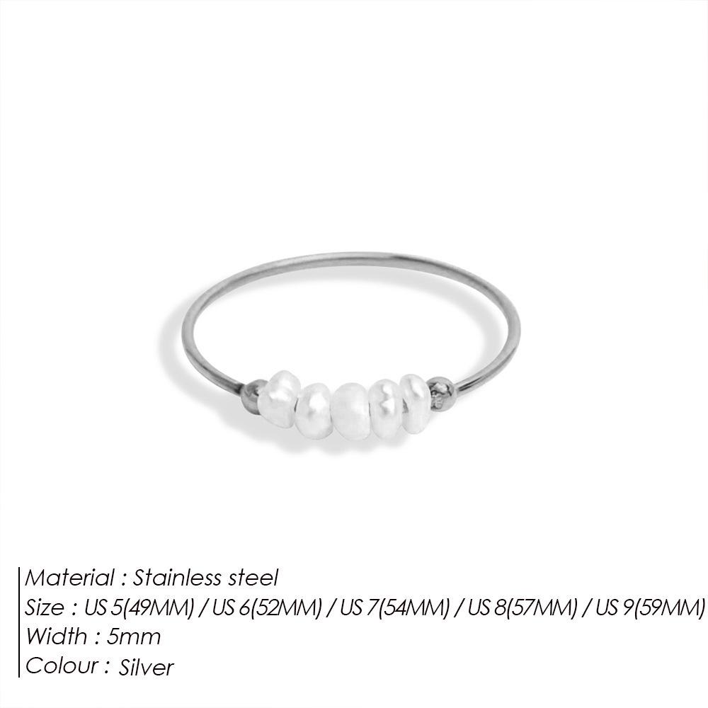 Elegant Cross-Border 18K Gold-Plated Stainless Steel Ring with Natural Freshwater Pearl