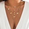 Gold Color Butterfly Pendants Necklaces for Ladies Adjustable Length Clavicle Chain Versatile Neckchain Women Accessory