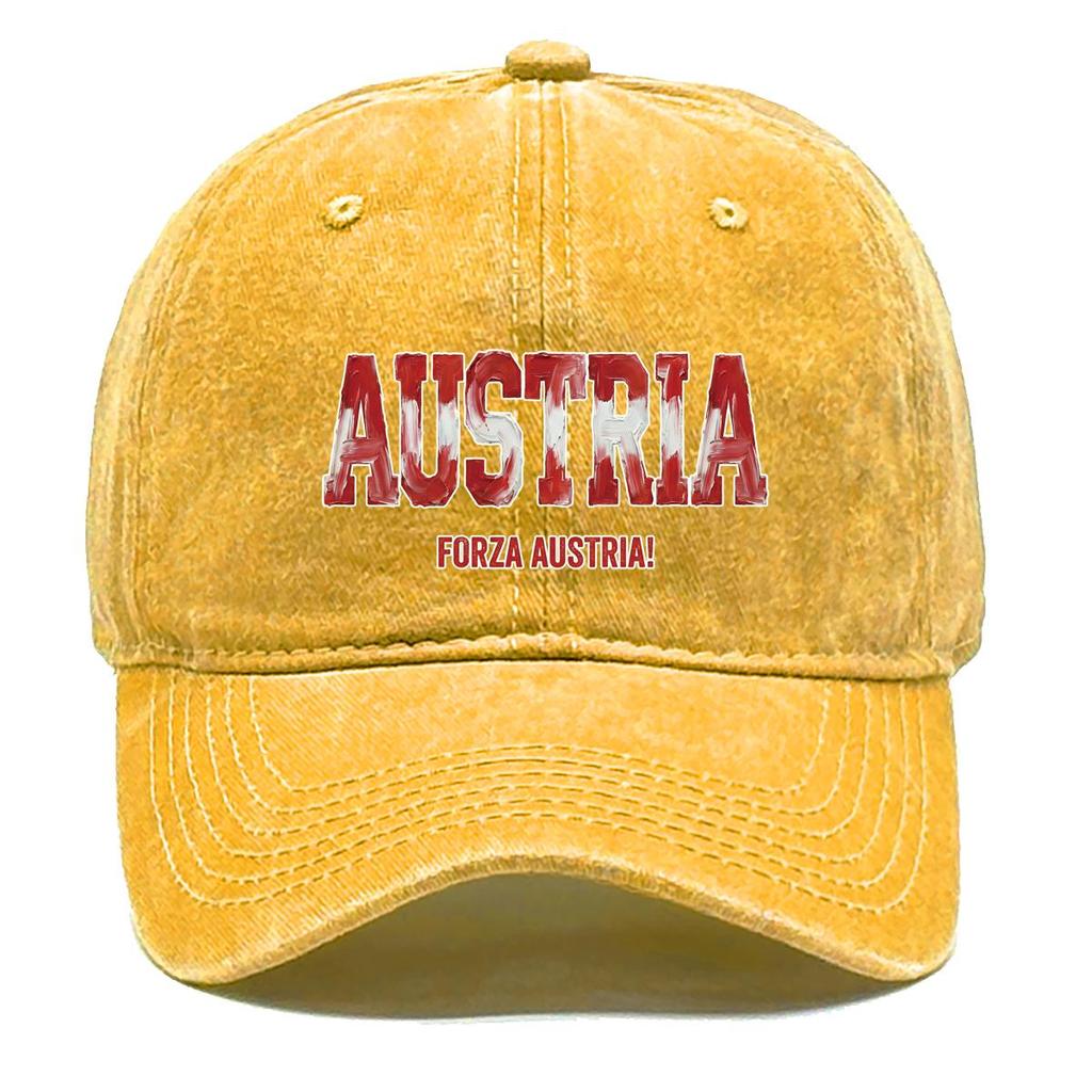"AUSTRIA" "FORZA AUSTRIA" Flag Printed Snapback Baseball Cap , Adjustable Sun Hat Stylish Non-Stretch Fabric Casual Cozy Dad Hat