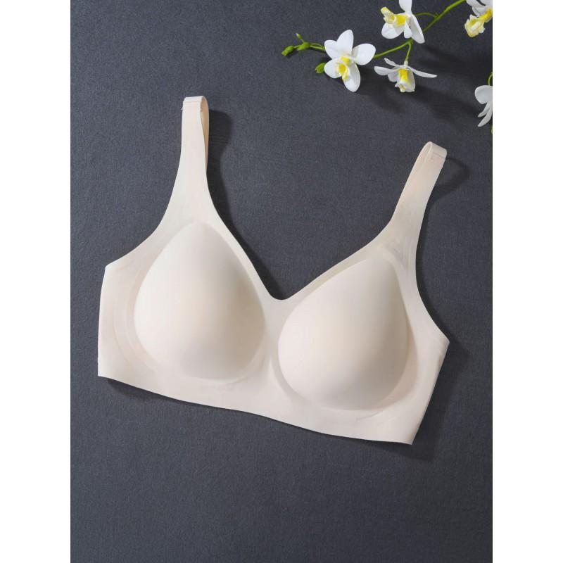 Wire-Free Soft Support Bra Large Busts Seamless Light Padding Full Coverage 3/4 Cup With Side Control Lift