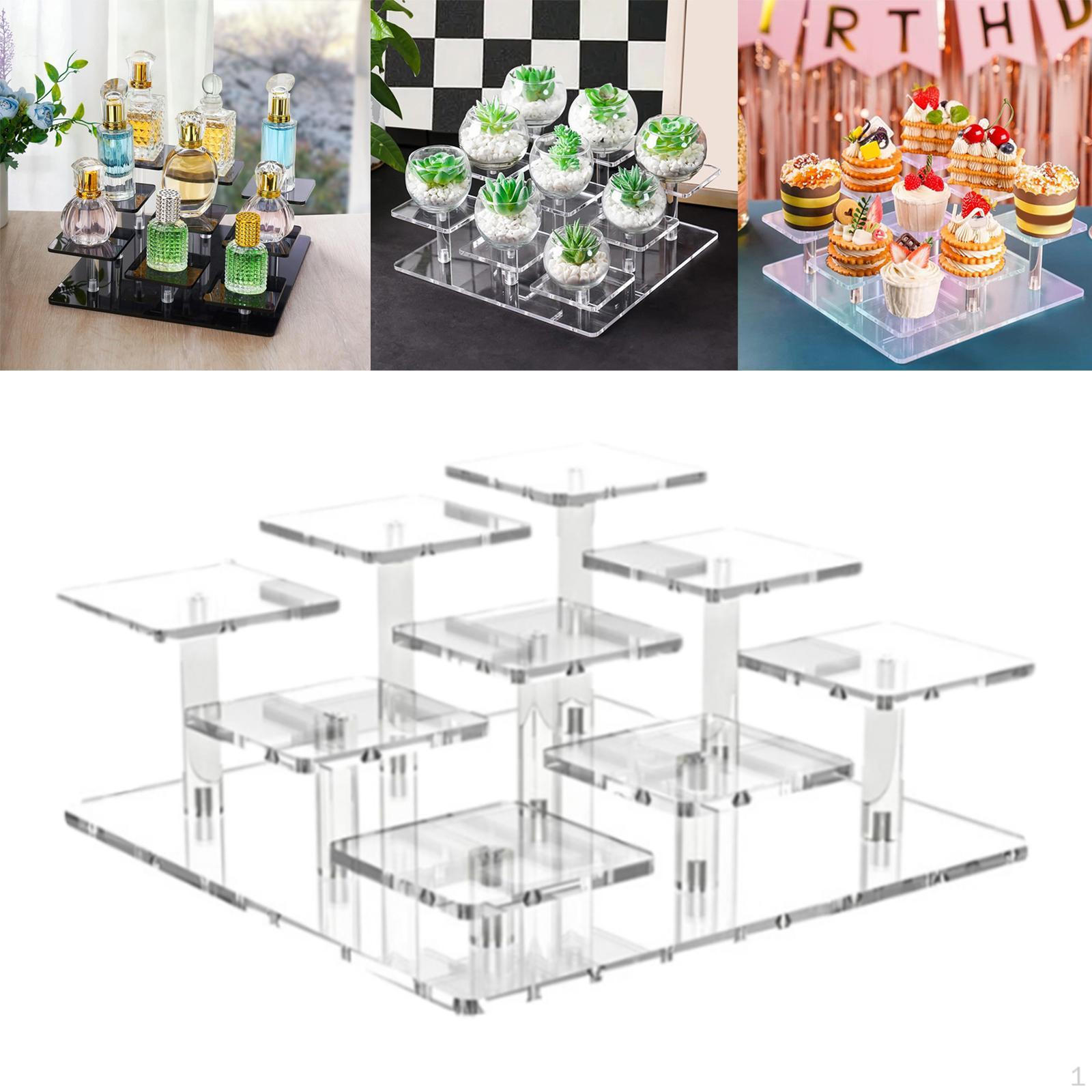 

Акриловая подставка для демонстрации, фигурки для парфюмерии, кексы, 9-ярусная подставка для десерта Clear