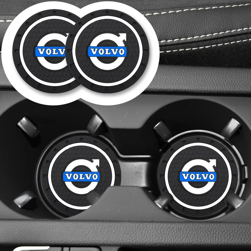 zpebr9 2Pcs Car Coaster Non-Slip Silicone Mat Auto Interior Anti-Slip Cup Pad For Volvo XC90 XC60 C30 T6 S60 C70 XC40 V40 XC70 V70 V60