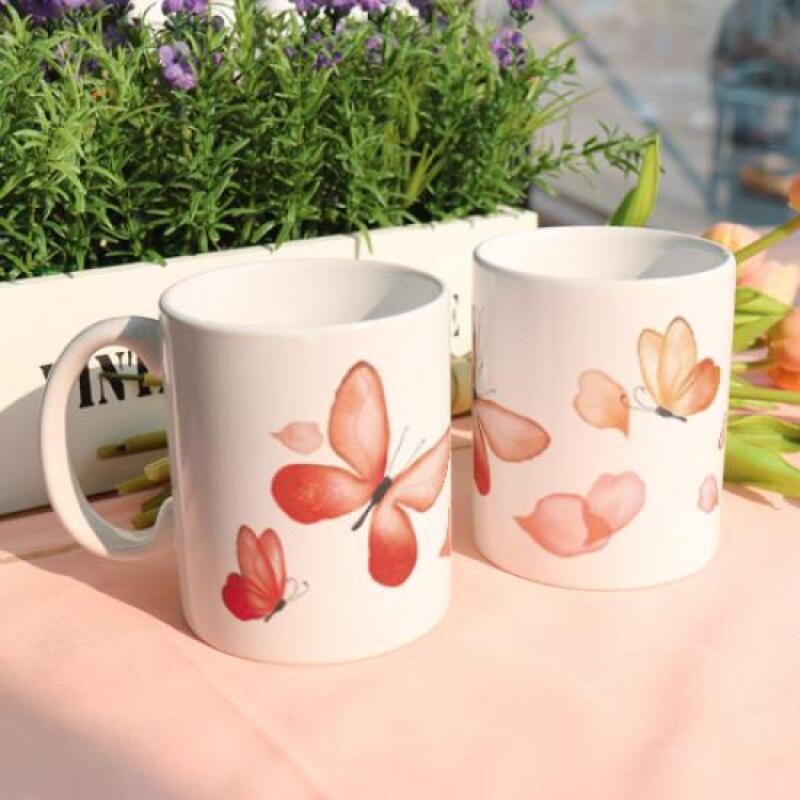 pr257-Design Mug 2p-Butterfly and Petals