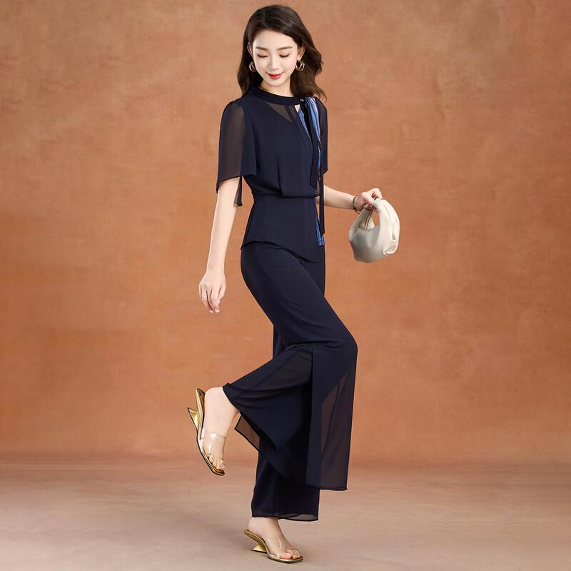 Women s Elegant Thin Two-Piece Short-Sleeve Summer Set 2XL