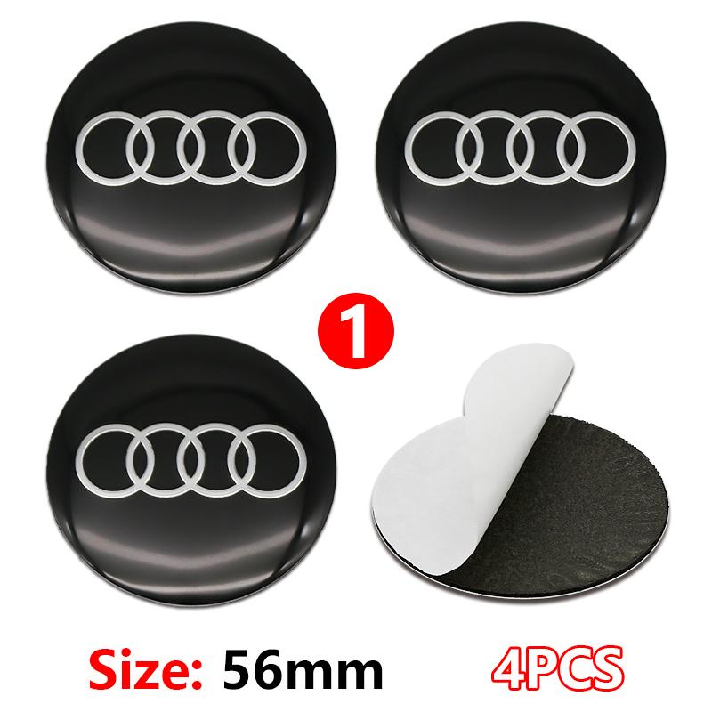 4Pcs 56mm Wheel Rim Hubcap Identity Overlay For 5w RS B8 B9 S A3 8V A4A6 C7 C6 A5 Q3 Q5 Q7 A1 Motorsport Tuning Accessoryw5
