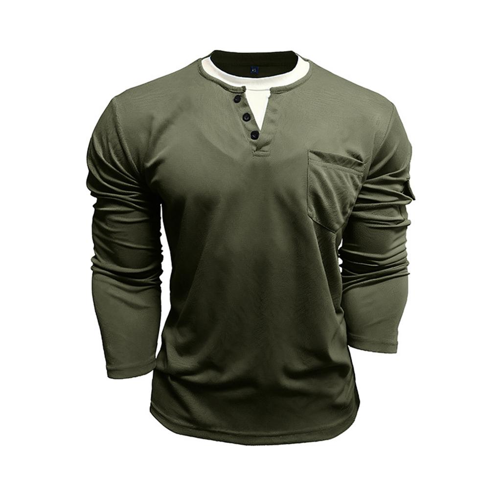 Shoulder Sleeves Men'S Long Sleeved Patchwork T-Shirt Casual Top