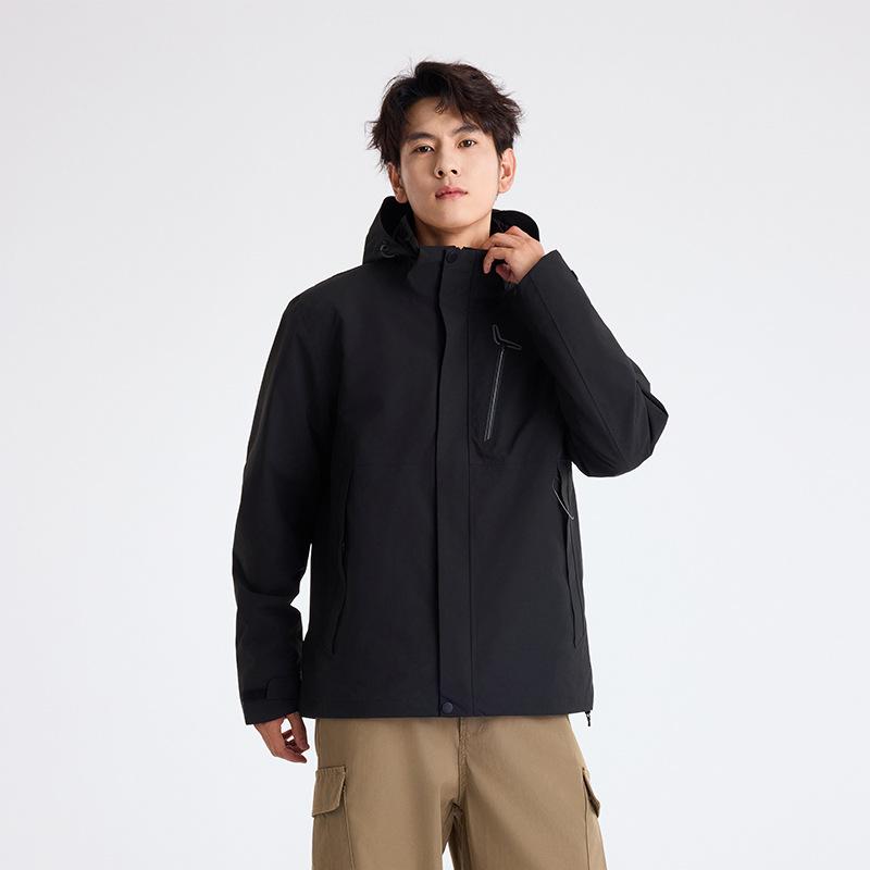 

Pressed rubber jacket men s three-in-one windproof and waterproof removable autumn and winter outdoor sports solid color warm jacket women L