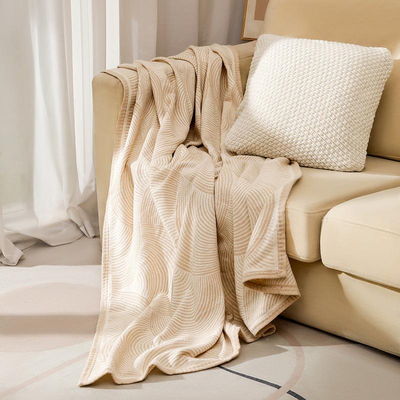 Leichter Luxus Aero Überwurfdecke Gewebte Jacquard Fleece Sofaabdeckung Decke Tragbare Camping Couchdecke Bequeme Klimaanlagen Nickerchen Decke
