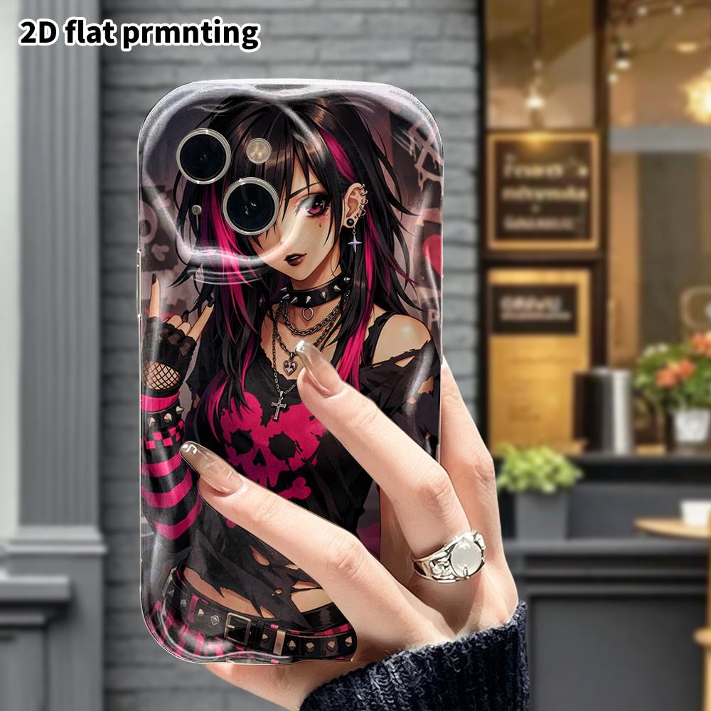 Phone Case: 2D Flat, Suitable for iPhone 18 17 16 15 14 13 12 Pro, Rock Girl Style, Perfect Holiday Gift for Christmas and Halloween