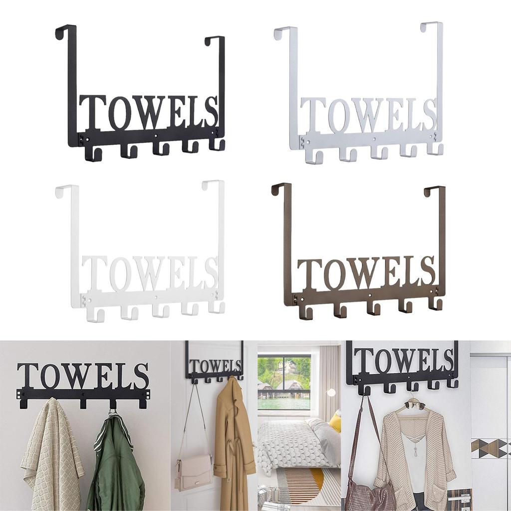 Towel Rack, Holder Bathroom Organizer with 5 Hooks, Door Hooks , Wall Mount, for