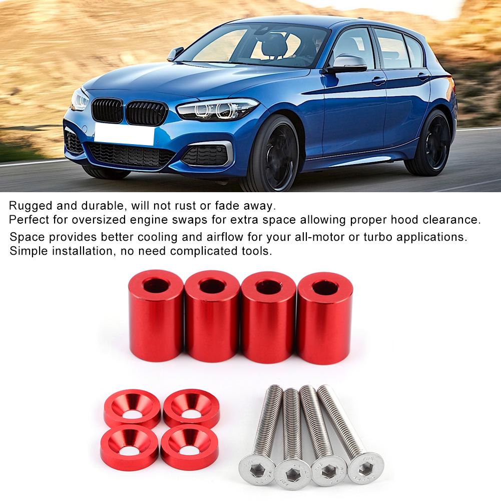Aluminum Alloy Bonnet Raisers Hood Vent Spacers Screws Kit Modified Parts for Racing Car