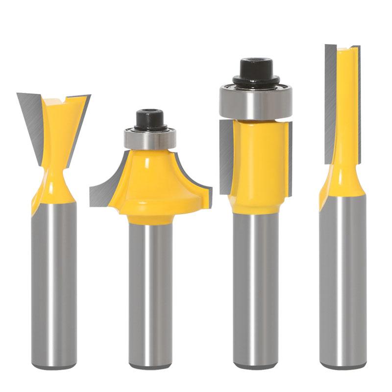 15 adet 8mm 6.35mm shank Yönlendirici Bit Seti Kırpma Düz Freze ahşap uçları için Tungsten Karbür Kesme Ağaç İşleme
